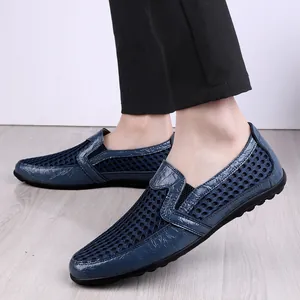 Mocasines Casuales de Malla Transpirable para Hombre Slip On Zapatos de Conducir Ligeros Patrón de Cocodrilo Zapatos Planos Primavera Verano