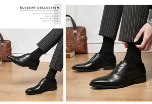 Detail von schwarzen Oxford-Schuhen mit Kappe und Schnürung für formelle Anlässe.