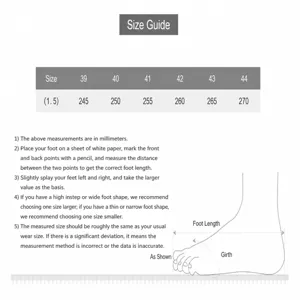 Comprehensive size guide chart for men's formal business leather shoes with measurement details.