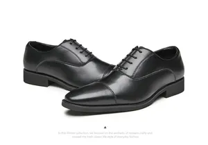 Klassische schwarze Oxford-Schuhe aus Leder mit Cap-Toe für formelle Geschäftskleidung
