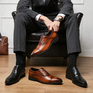 Klassische Herren-Oxford-Schuhe aus Leder mit Zehenkappe für formelle Geschäftskleidung