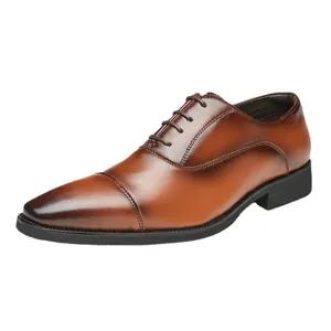 Klassische braune Oxford-Schuhe für Herren aus Leder mit Kappe für formelle Anlässe