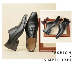 Professional detail of men's black cap-toe business dress shoes in classic lace-up style