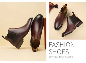 Premium men's leather Chelsea boots in elegant British style shown in detail view