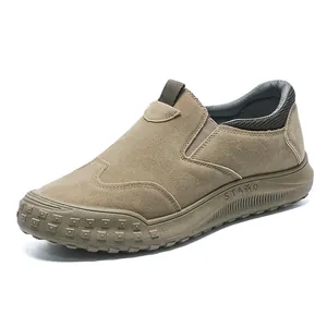 Strapazierfähige Herren-Slipper in Khaki mit weicher Sohle und hochwertigem Wildleder