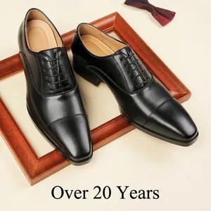 Men's British Style Business Dress Shoes Cap-Toe Microfiber Leather Derby Shoes Lace-up Anti-slip Office Wedding Formal Shoes