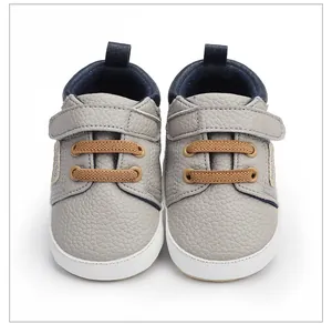 Zapatos de paseo grises para niños de 0-1 año en cuero sintético con suelas blandas