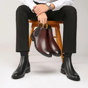 Premium leather men's Chelsea boots in black and brown British style