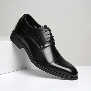 Chaussures Oxford classiques en cuir noir pour hommes avec détails richelieu pour les affaires