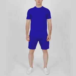 Solid royal blue men's t-shirt and shorts set for casual summer wear