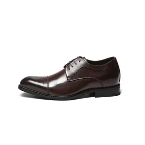 Chaussures richelieu richelieu en cuir véritable marron foncé pour homme, style business