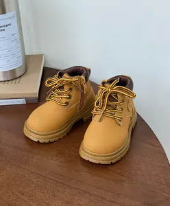 Bottines Martin jaunes pour enfants avec semelles souples et fermetures éclair