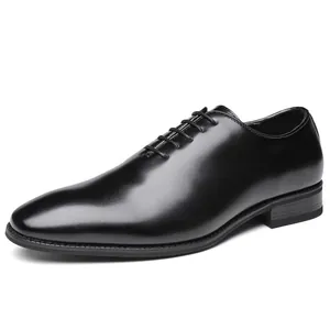 Elegantes zapatos Oxford de cuero negro para hombre, ideales para trajes de oficina