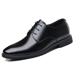 Classic black leather business dress shoes for men, perfect for weddings and formal events