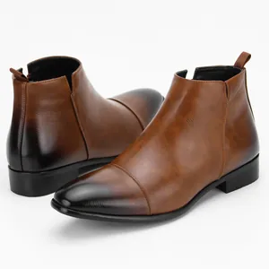 Herren Chelsea Boots Britischer Stil Spitz Zulaufend Poliertes PU Leder Stiefeletten Slip-on Casual Business Schuhe Für Herren