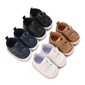 Scarpine Primi Passi Neonati Suola Morbida Texture Intrecciata Chiusura a Strappo Casual Scarpe per Bambini Bambine Autunno