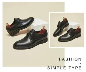 Detailed side view of classic black leather men's formal dress shoes