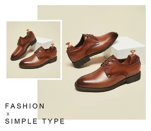 Elegant brown leather dress shoes for men with classic pointed toe and soft sole