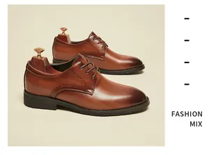 Classic brown leather dress shoes for men with elegant brogue perforated detailing