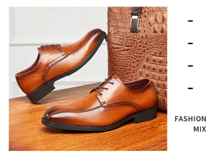 Klassische braune Derby-Herrenschuhe aus Leder mit polierter Spitze für formelle Anlässe