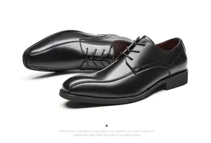 Klassische Derby-Schuhe aus schwarzem Leder für Herren mit elegantem Schnürdesign im Business-Stil