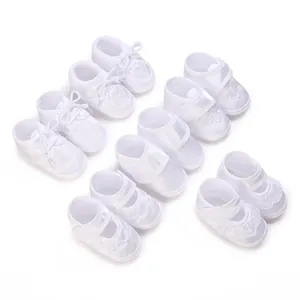 A variety of elegant soft sole white baby baptism shoes for infants 0-1 year old