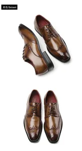 Vue détaillée de chaussures Brogue en cuir marron avec perforations classiques