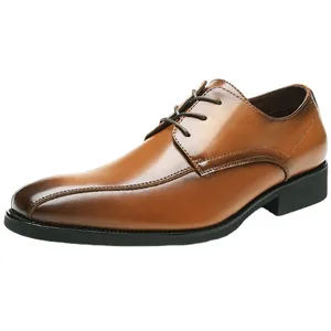 Klassische braune Leder-Derbyschuhe für Herren mit Schnürung für Business und Büro
