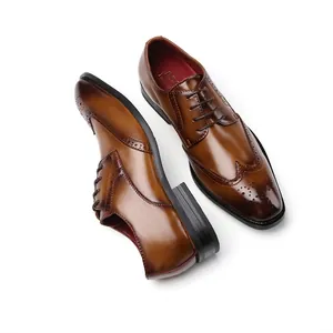 Chaussures Derby Brogue en cuir marron pour hommes avec détails de bout golf élégants