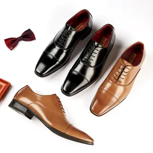 Elegantes zapatos Oxford de cuero genuino para hombre en colores negro y marrón.
