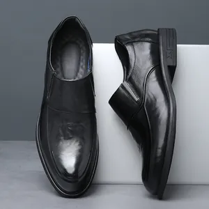 Hochwertige schwarze Business-Herrenschuhe aus echtem Leder zum Hineinschlüpfen Top