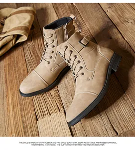 Vintage Britse stijl heren werkschoenen met handige zijrits en antislip rubberen zool