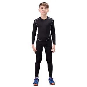 Children's Sports Compression Suit Quick Dry Polyester Spandex Basketball Soccer Training Top And Bottom Set For Kids