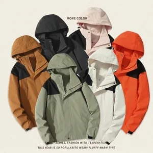 Multi-color unisex waterproof windbreaker jackets with protective hood for casual wear