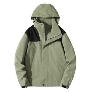 Sage green and black unisex windproof and waterproof single-layer outdoor windbreaker jacket with hood