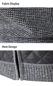 Close-up of premium knit fabric and quilted hem design on men's winter jacket