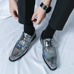 Herren-Schnürschuhe mit irisierendem Wabenmuster im britischen Retro-Stil für Mode