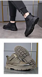 Stylish men's high-top vintage Martin boots with warm lining and durable rubber sole