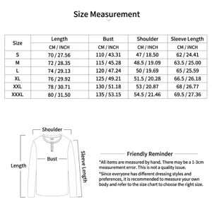Detailed size chart table for men's fashion jacket with dimensions in both CM and INCH.