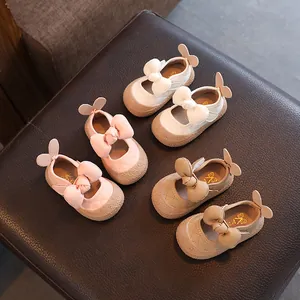Chaussures de Marche pour Bébés Filles en Cuir Synthétique Style Princesse Nœud Matelassé Imperméable Semelle Souple Antidérapante