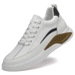 Sneaker Bianche da Uomo con Aumento dell'Altezza Nascosto Scarpe Casual con Suola Spessa Traspiranti in Stile Britannico