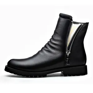Heren winter Martin boots van rundleer met zijrits en warme voering van wolvilt
