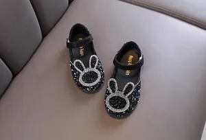 Sparkly girls' princess shoes with rhinestone bunny design for formal dance and parties