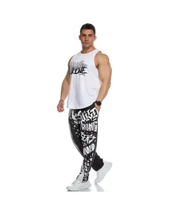 Men's athletic joggers with graphic prints showing wild and strong fitness style