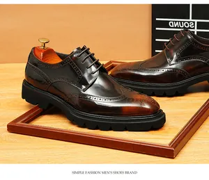 Vue détaillée de chaussures Brogue en cuir marron avec motifs perforés sophistiqués