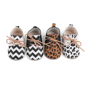 Selection of infant walking shoes for 0-1 years old with leopard and chevron patterns