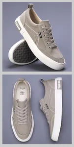 Detaillierte Mehrwinkel-Studioaufnahmen von atmungsaktiven Khaki-Herren-Leinenschuhen