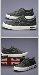 Detailansicht der olivgrünen Herren-Canvas-Sneaker mit weißer Sohle und VIIEAS-Branding