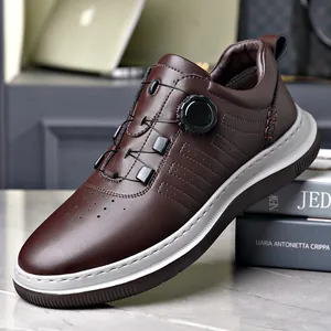 Zapatos de Golf de Cuero para Hombre Hebilla Giratoria Zapatillas Deportivas Casuales Ligeras Transpirables Suela Plana Zapatos de Caminar