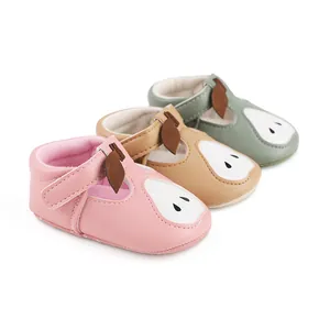 Chaussures de marche bébé souples avec motif poire et semelles antidérapantes